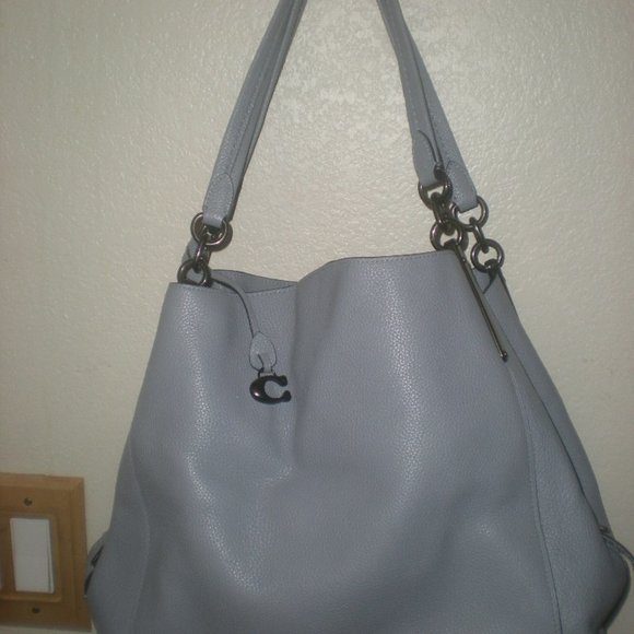 COACH  DALTON    BLUE  Pebble Leather Handbag  Purse  Satchel  73545 - Picture 1 of 15